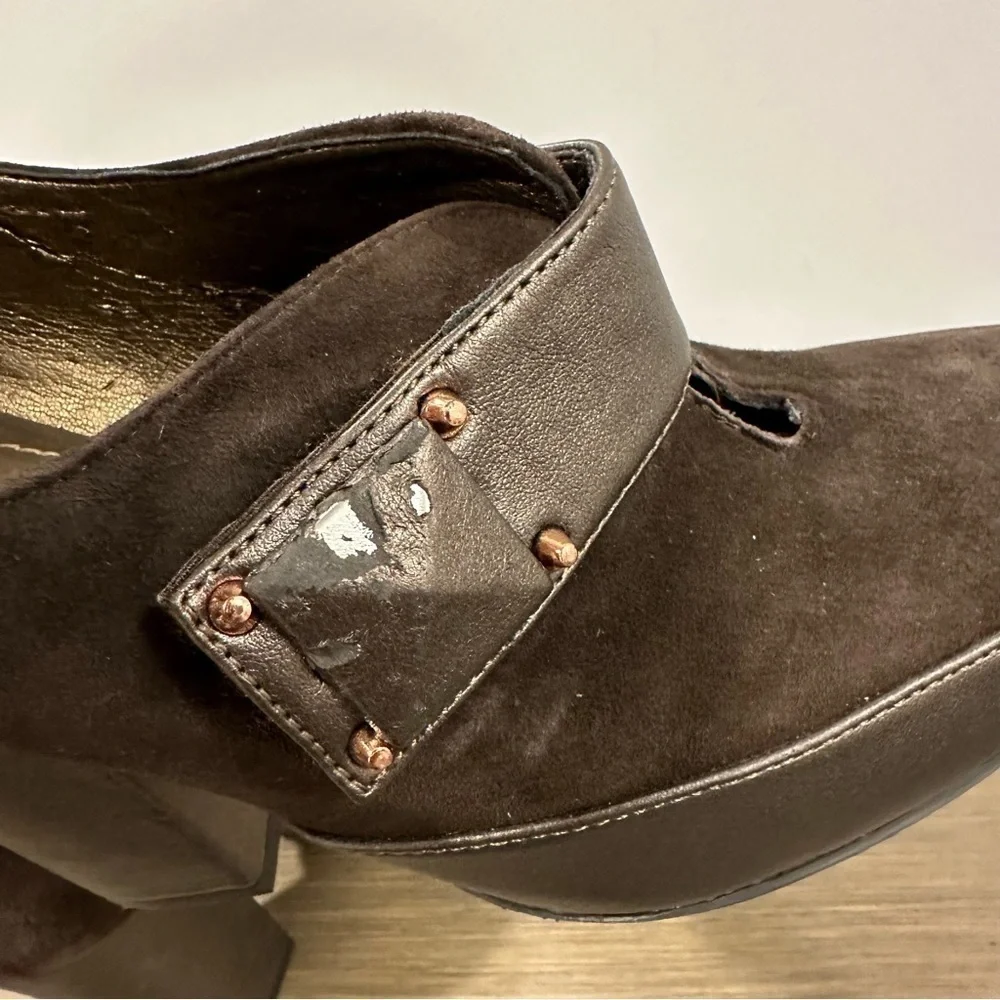 VTG 90’s Calvin Klein Brown Suede Platform Chunky Heel Retro Women’s Size 8.5